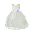 thumbnail image 2 of Ekidsbridal Girl Ceremonial Flower Girl Dress - Knee Length Ivory Organza with Tiebow 4613T-A (Size: S-12), 2 of 3