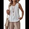 thumbnail image 2 of Camisetas de Sin Mangas para Mujer, Blusas Informales Holgadas con Cuello en V, Blusas Tipo Túnica, Blancas, Talla XL, 2 of 9