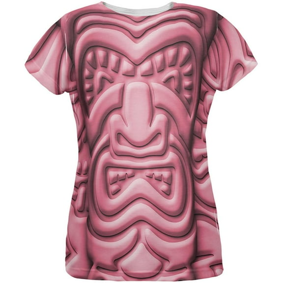 Tiki God Pink Face Luau All Over Womens T Shirt Multi X-LG