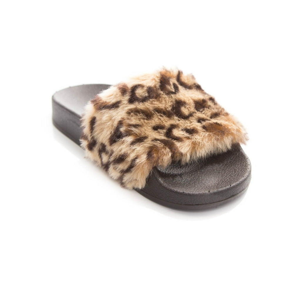leopard sequined round toe flat slippers