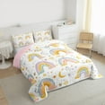 thumbnail image 2 of Manfei Vintage Boho Rainbow Bedding Comforter Set,Cartoon Moon Stars Twin Comforter Sets,White Yellow Pink Bedding Set For Kids Girl,Microfiber Bedroom Decor Reversible,2pcs, 2 of 7