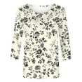 thumbnail image 4 of VBTAPA Summer Tops for Women 2025, Women's Casual Trendy 3/4 Sleeve O-Neck T-Shirts Plus Size Basic Vacation Tops Sales of Today Multicolor XXXXL, 4 of 6