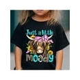 thumbnail image 1 of Camiseta de manga corta para niña "Just A Little Moody" con estampado de dibujos animados en rosa, 100 % algodón, cómoda y casual para verano., 1 of 6
