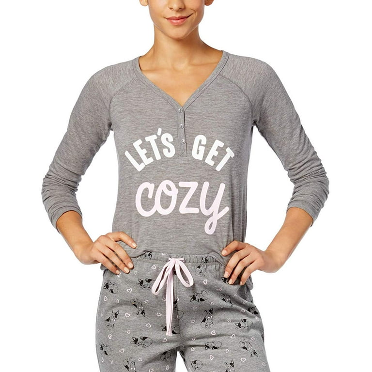 Jenni by Jennifer Moore Womens Graphic Print Pajama Top Only 1 Piece Large Lets Get Cozy Walmart