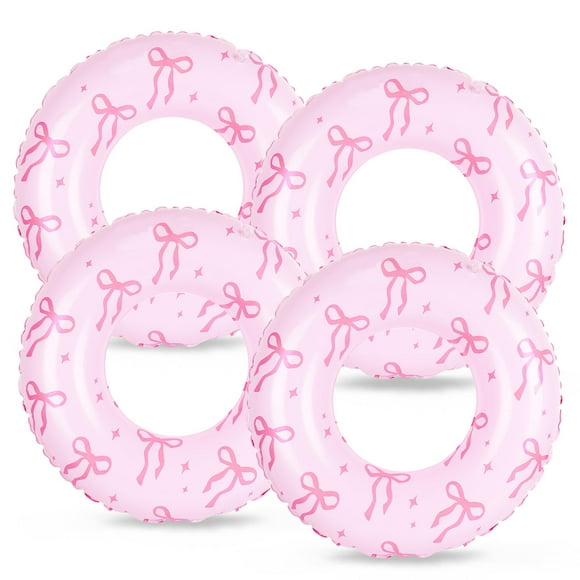 Flotadores inflables para piscina JarthenaAMCS, con lazo rosa, 4 unidades, 80 cm