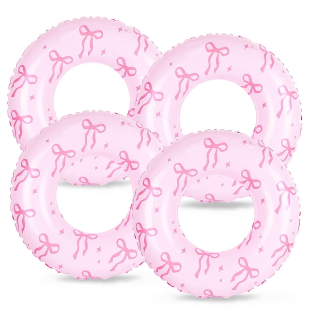 Flotadores inflables para piscina JarthenaAMCS, con lazo rosa, 4 unidades, 80 cm