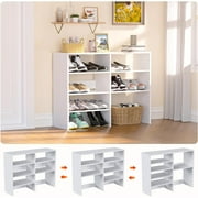 Adjustable Shoe Cabinet, HAIOOU Wooden Shoe Rack for Entryway Closet, Free Standing Shoe Organizer with 5 Adjustable Shelves for 10-15 Pairs Sneakers High Heels, 27.5 x 11.8 x 35.43inch- White