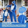 thumbnail image 5 of Unisex Adult Animal Onesie Pajamas - Animal Onesies Pajamas Cute Fuzzy Design Long Sleeve Hooded Zip Up Sleepwear for Family Matching Halloween Christmas Outfit, 5 of 9