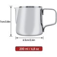 thumbnail image 3 of Taza De Crema De Leche De Acero Inoxidable, 6,8oz 7 X 6,5 Cm / 2,8 X 2,6 Pulgadas Máquina Espumante Arte De Café Con Leche En Cafetera Jarra Accesorios Para Cafetera Capuchino (200 Ml), 3 of 4