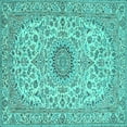 thumbnail image 1 of Ahgly Company Machine Washable Indoor Square Medallion Turquoise Blue Traditional Area Rugs, 5' Square, 1 of 4