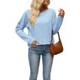 thumbnail image 5 of Wevis Round Neck Knit Autumn Pullover for Women Long Sleeve Basic Casual Tops Casual Loose Sweater, 5 of 7