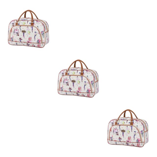 Qarigey 20L Lady Women PU Overnight Travel Luggage Weekend Ladies Handbag Stripes Hand Type1 NO1