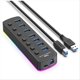 thumbnail image 4 of RGB USB 3.0 Hub 7 Ports USB Port Adapter 5Gbps Individual on/Off, 4 of 5