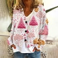 thumbnail image 1 of LOVZFMLL Cardigan pour Femmes Imprimé de Noël Cardigan Décontracté Veste à Boutons, 1 of 5