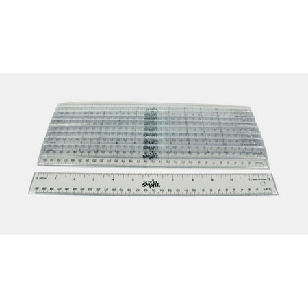 School Smart Plastic Rulers, Inches and Metric, 12 Inches, Clear, Pack of 10