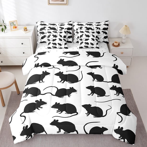 YST Kids Rat Bed In A Bag Black Mouse Rodents Comforter Set for Boys ...