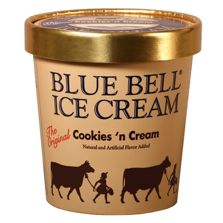 Walmart Grocery Blue Bell Gold Rim Pint Cookies N Cream Ice Cream 16 Oz