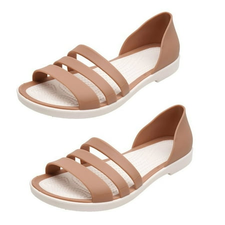 

Fusipu Summer Women Open Toe Anti-skid Candy Color Slip-on Flat Sandals Footwear