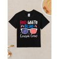 thumbnail image 1 of 4th of July Patriotic Youngsters T-Shirt - Red White & Blue Cousin Crew Graphic with American Flag Fashion Glasses Design, Short Sleeve Round Neck Casual Street Tee for Boys & Girls, 1 of 6
