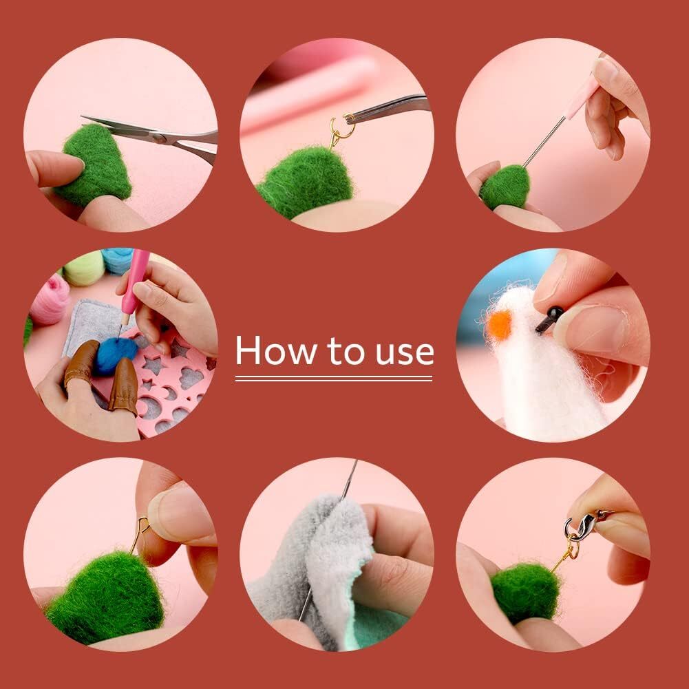 GoXteam 40 Colors Needle Felting Kits for Beginners, Needle Felting Supplies with Tools, Felt Starter Kits with Needles, Storage Bag for DIY Handcrafts Decoration