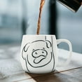 thumbnail image 4 of 16oz Cute Pig Ceramic Mug with Phone Stand Lid - Kawaii Line Art Coffee Cup - Microwave Dishwasher Safe Gift for Women Girls - White & Pink, 4 of 8