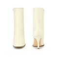 thumbnail image 2 of BLISSFUL STEP Women's Ankle Boots Square Toe Side Zip Stiletto High Heel Boots   Cream 9, 2 of 7