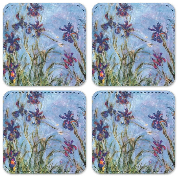 Vinyl Drink Coasters - Set of 4 - Monet: Irises