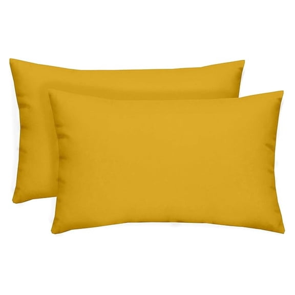 Yellow Outdoor Pillows 2-Pack | 20x12 Lumbar Patio Cushions | Solid Decorative Pillows for Porch, Garden, Living Room | All-Weather Rectangle Throw Pillows