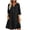 Black, variant on Women's Split Neck Three Quarter Sleeve Mini Dress Half Button With Pockets Loose Fit Casual Summer Linen Blend Tunic Dress