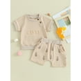 thumbnail image 2 of CIYCuIT Toddler Baby Boys Girls Summer Clothes Short Sleeve Letter Pattern T-shirt + Elastic Waist Shorts 2Pcs Outfits 0-3T Infant Cute Shorts Sets for Casual Daily, 2 of 9