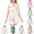 thumbnail image 2 of LRen Girls Easter Outfits Set Easter Paint Short Sleeve & Short Pants Outfit Comfy Silk Collared Easter Children Gifts for Girls, 2 of 5