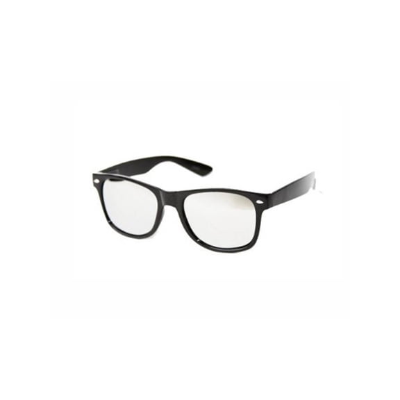 Solid Color Horn-rimmed Style w/Mirror Lens Sunglasses, Black