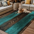 thumbnail image 2 of Fsddascl Teal Brown Wood Outdoor Rug for Patio/Deck/Porch, Non-Slip Large Area Rug 5 x 8 Ft, Vintage Simple Chic Board Indoor Outdoor Rugs Washable Area Rugs, Reversible Camping Rug Carpet Runner, 2 of 5