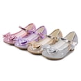 thumbnail image 4 of Low Heel Glitter Princess Shoes for Girls, Non-slip Mary Jane Dress Shoes with Bow and Charm Detail Pink 35, 4 of 9