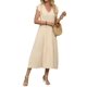 thumbnail image 1 of Vestido Midi Informal de Verano 2025 para Mujer, con Volantes, Corta, Cuello Redondo, Fruncido, Cintura Elástica y . Albaricoque XL, 1 of 9