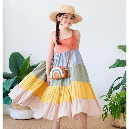 

Emmababy Toddler Girls Gradient Color Dress Sweet Style Suspender Long Dress