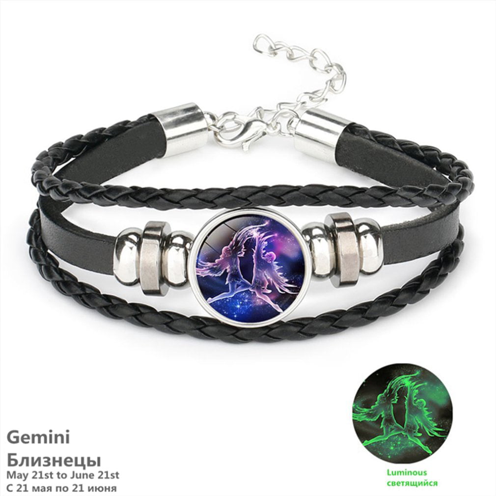 My Shape 12 Constellation Fashion Bracelets Leather Libra Zodiac Snap Button Jewelry 