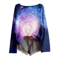 thumbnail image 5 of DHFJKG Sweaters For Women Long Sleeve Shirts Galaxy Printed Lightweight Knit Pullover Ribbed Casual Loose Fit Crewneck Soft Blouse Spring Comfortable Tops, 5 of 5