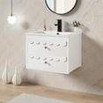 thumbnail image 2 of 24" Wall Mounted Bathroom Vanity with Ceramic Sink Top, Faucet, Decorative Wavy Edge, 2 of 10