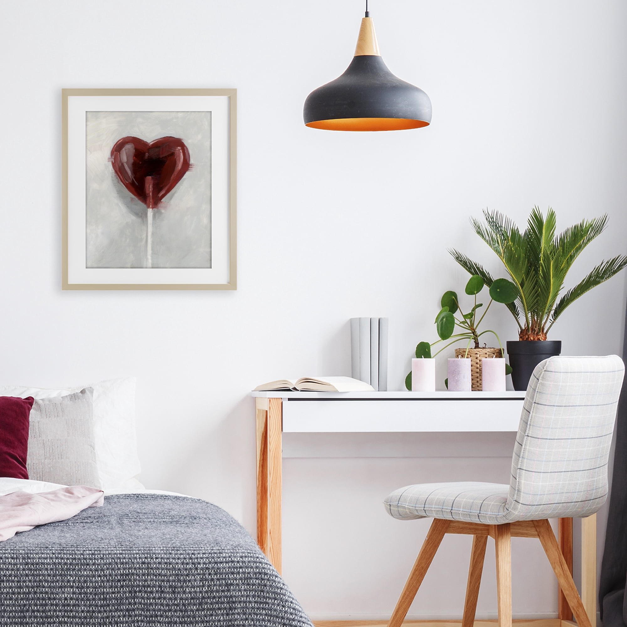 Stupell Industries Heart Shaped Lollipop Birch Framed Print Under Glass, design by Ethan Harper