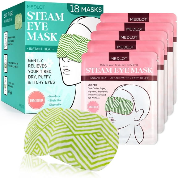 LotFancy 18 Packs Steam Eye Masks, Heated Eye Mask Warm Compress for for Dry Eyes, Puffy Eyes