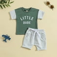 thumbnail image 2 of Gerichy Toddler Baby Boy Summer Clothes Letter Print Shorts Set 0 6 12 18 24 Months Outfits 2-3 Years Clothes Set Crewneck Letter Print Boys Top Shorts 2 Piece Set, 2 of 7