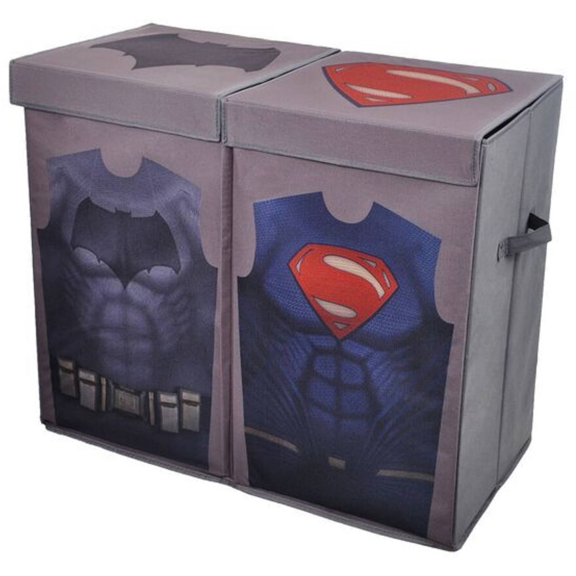 Batman vs Superman Grey Uniform Folding Double Laundry Bin