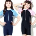 thumbnail image 6 of URMAGIC URMAGIC Child Girls Swimsuit 6-12Y Block Color Rash Guard One Piece Swimwear Bathing Suit with Hat, 6 of 6