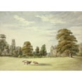thumbnail image 2 of Elizabeth Murray 18x14 Black Ornate Wood Framed Double Matted Museum Art Print Titled - Cows Before Manor House and Church, 2 of 5