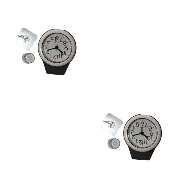 Naiovety Reloj de pared de baño de PVC, portátil, desmontable, alimentado por batería, interior, hogar, cocina, analógico, relojes de Gris 2piezas