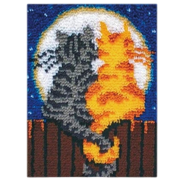 Latch Hook Craft Animal Pattern DIY Rug Carpet Needlework Home Decoration Latch Hook s for Adults for Carpet , Hug cats