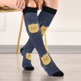 thumbnail image 5 of FORMRS Womens Knee High Socks Casual Long Thick Travel Daily Wear, 1 Pair, Orange Cat Planet, 5 of 6