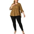 thumbnail image 3 of GRACE & GRANDEUR Women's Plus Size Tops Polka Dots V Neck 3/4 Sleeves Peplum Hem Babydoll Blouses 2X Brown, 3 of 7