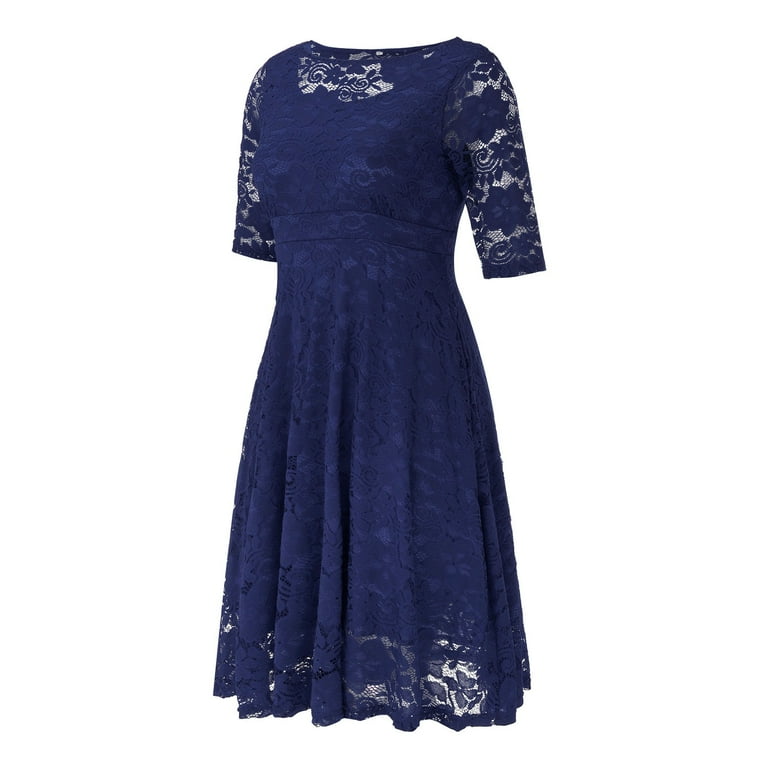 HSMQHJWE Plus Size Funeral Dress For Women Three Dots Dress Womens Floral Lace Plus Size Midi Dress Scooped Neckline Party Dresses Banquet Dress For